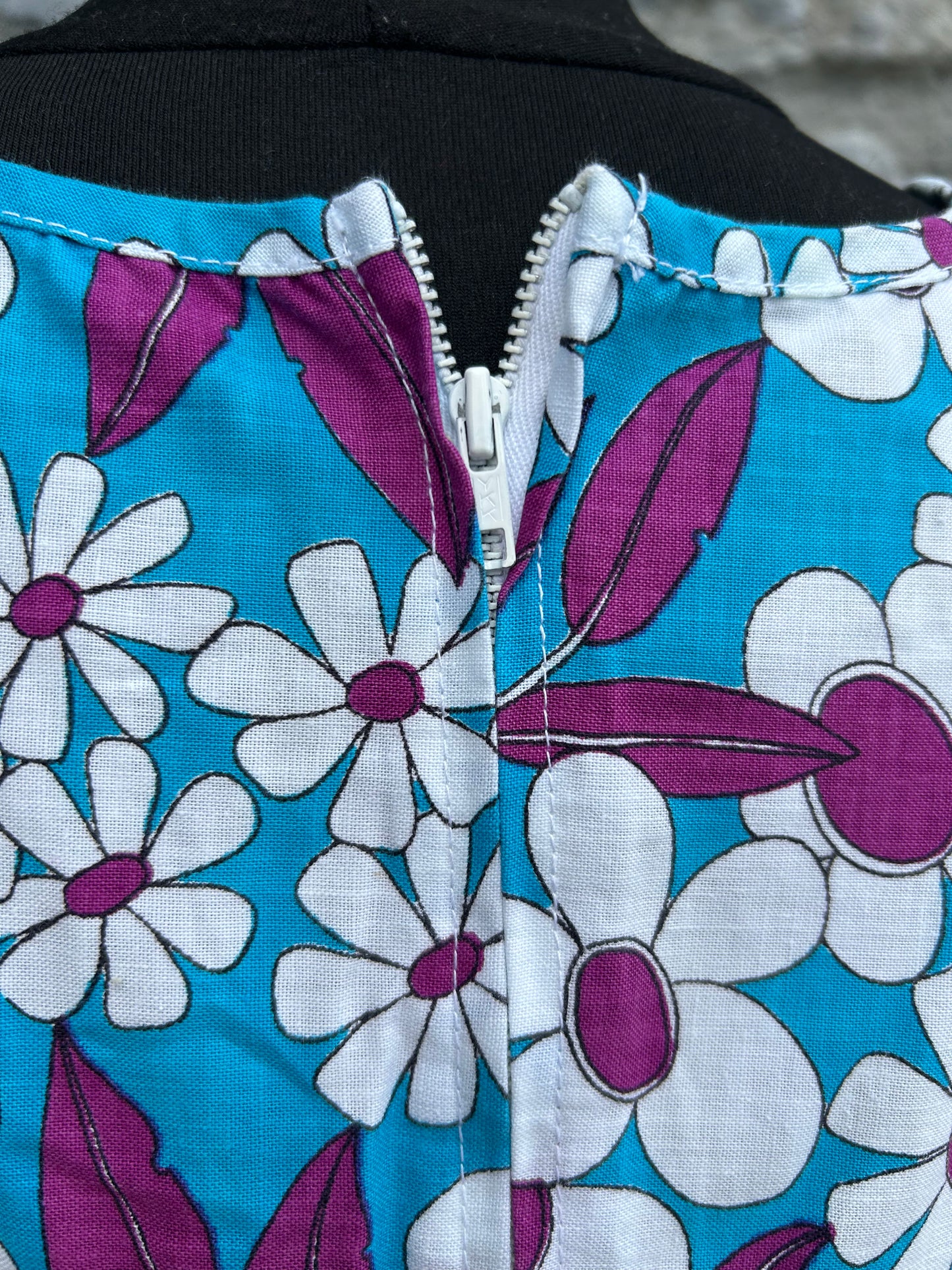 90s white flowers blue dress uk 12-14