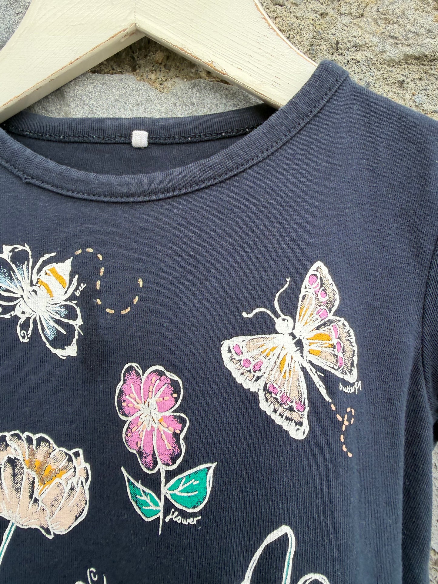 Flowers navy t-shirt 9-12m (74-80cm)