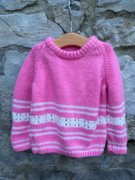 Pink stripy jumper 12-18m (80-86cm)