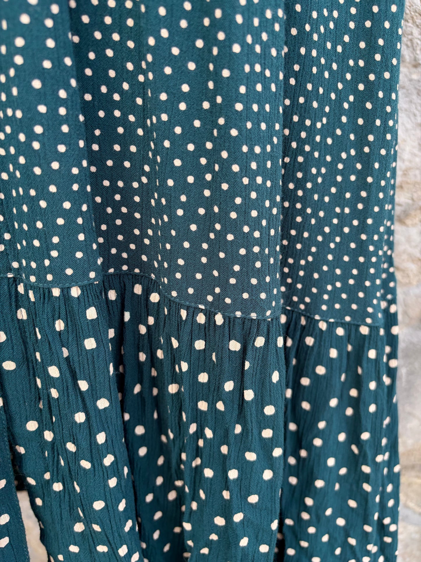 Forest green polka dots dress uk 8-10