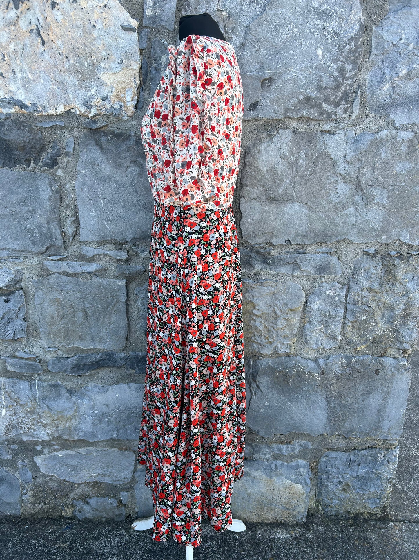 Red floral maxi dress uk 8-10