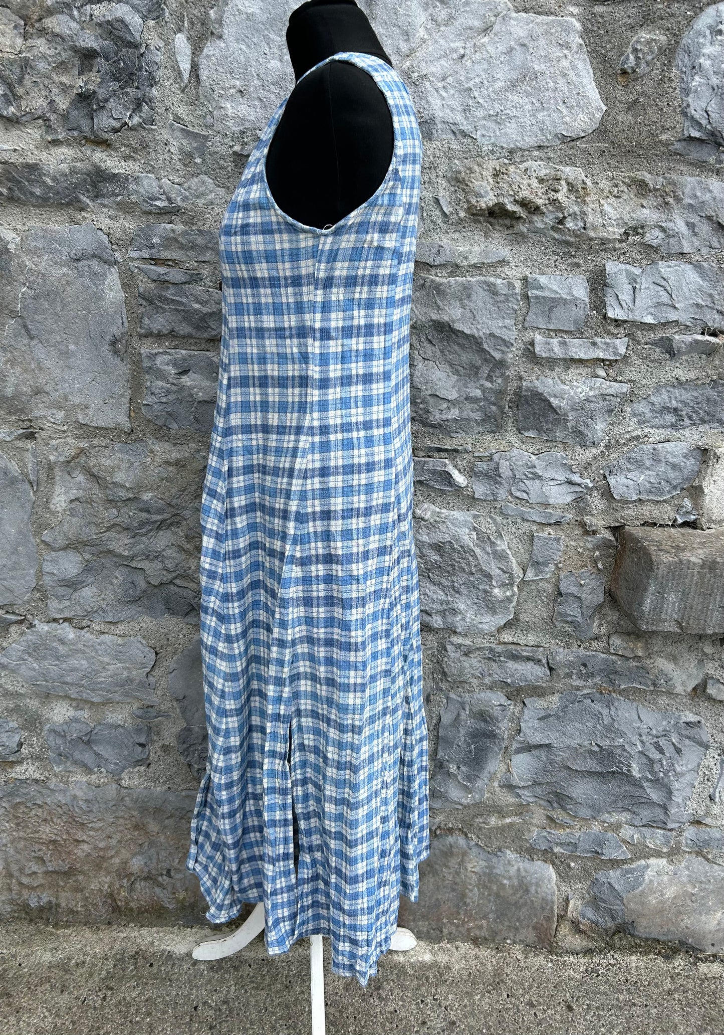 90s blue check dress uk 8-10