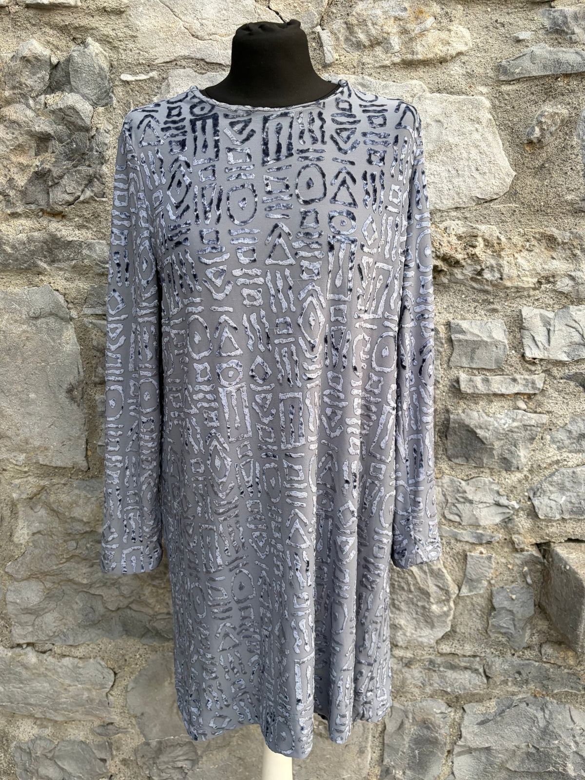 90s grey geometric tunic uk 10-12