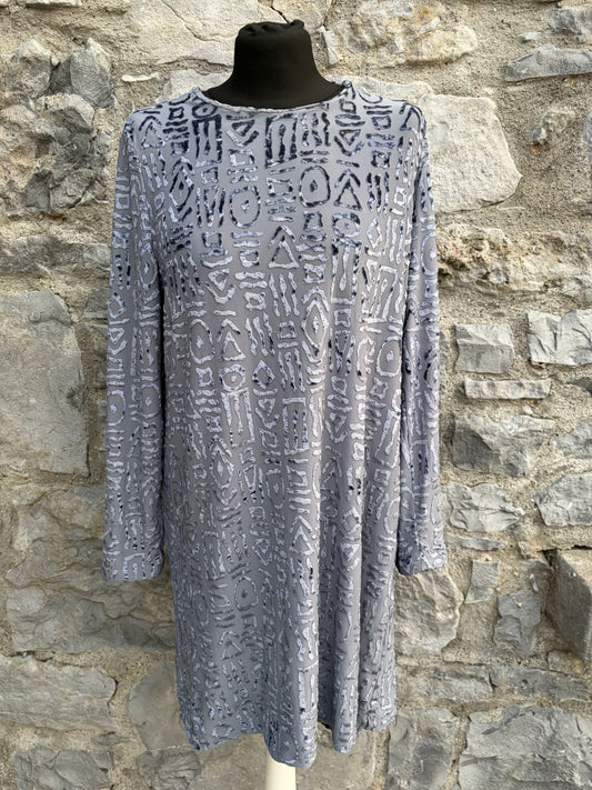 90s grey geometric tunic uk 10-12