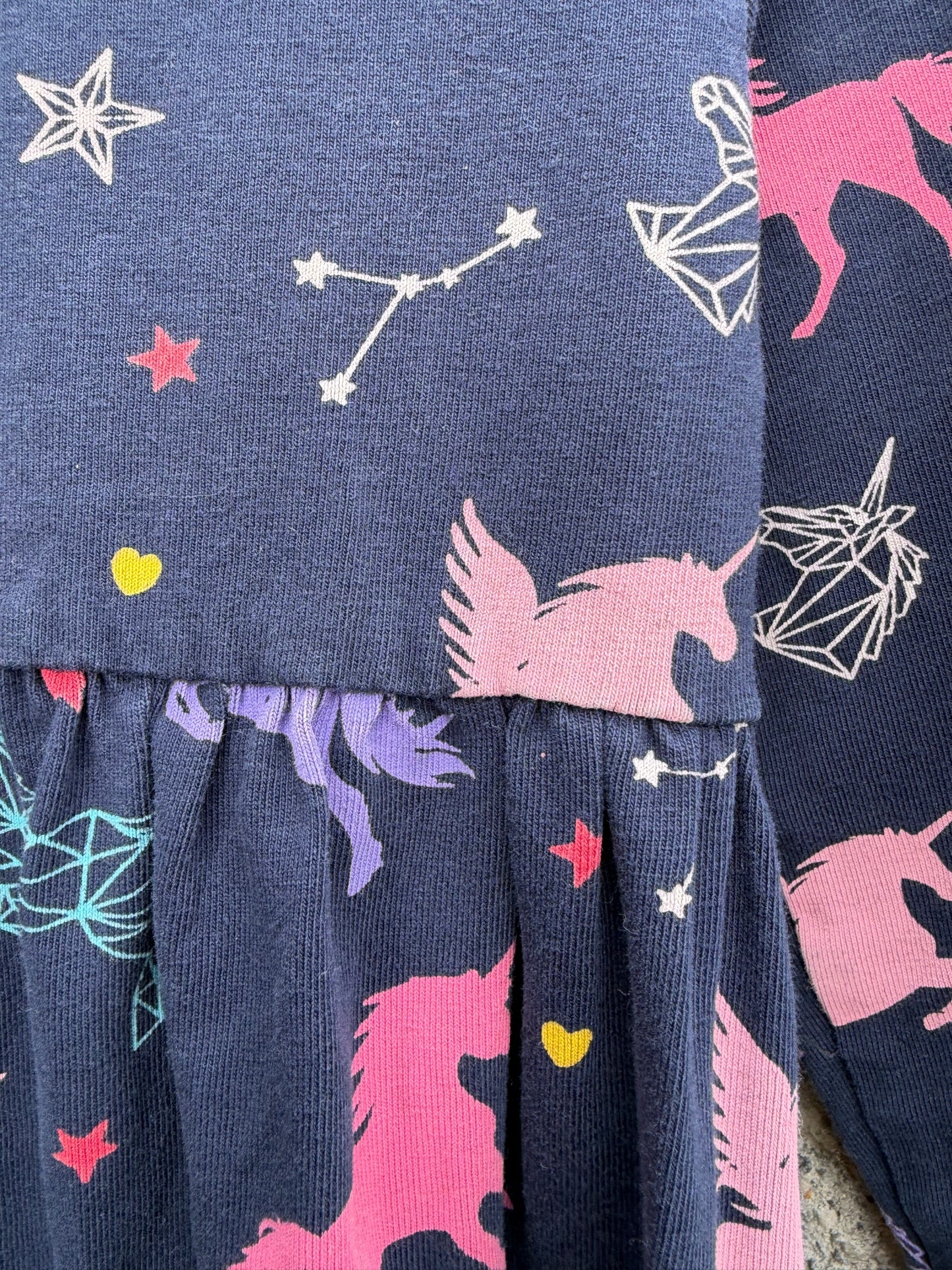 Unicorns navy dress  2-3y (92-98cm)