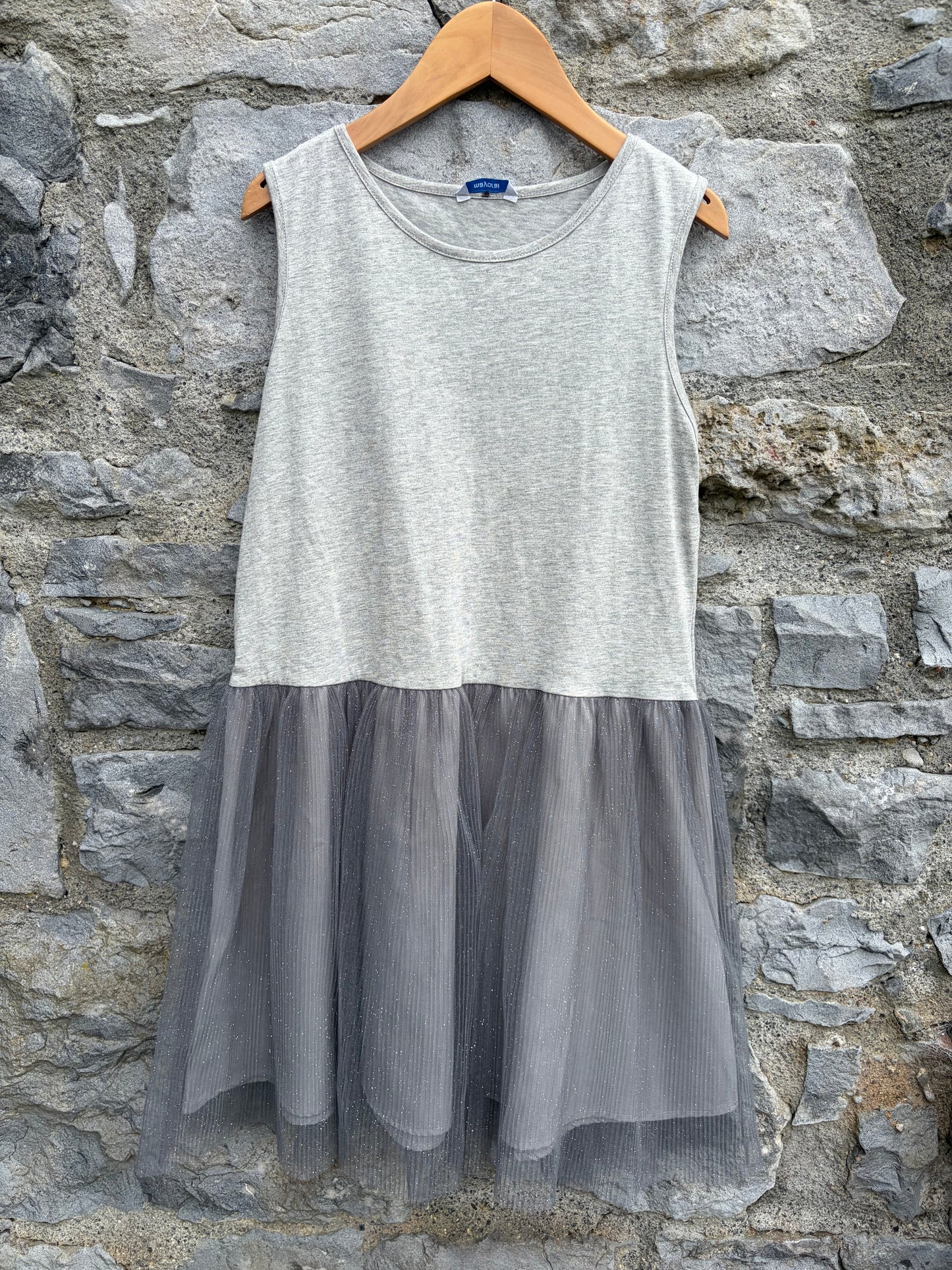 Grey tank dress with a glittery tulle skirt overlay 12-13y (152-158cm)