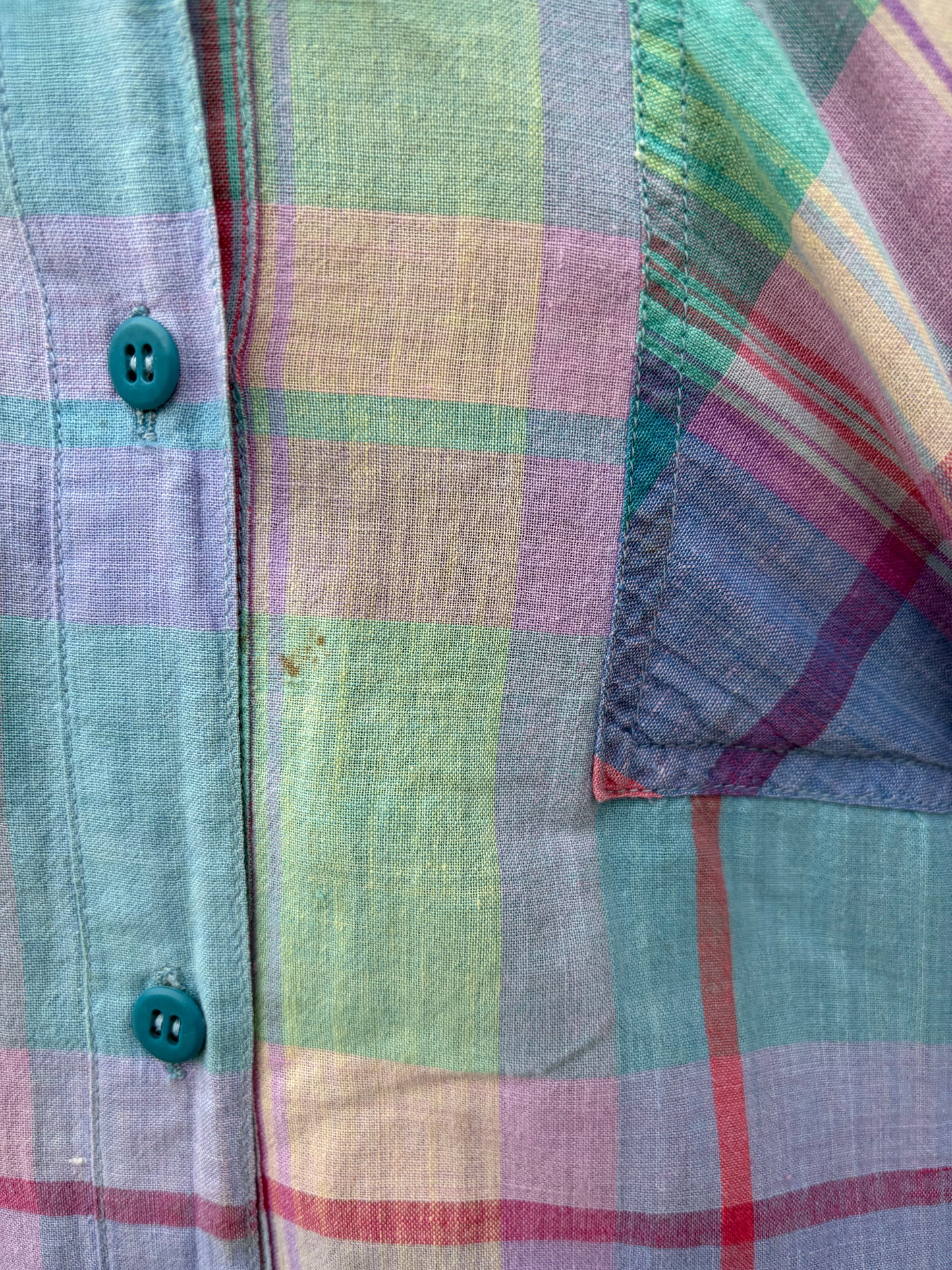 80s rainbow check shirt Large