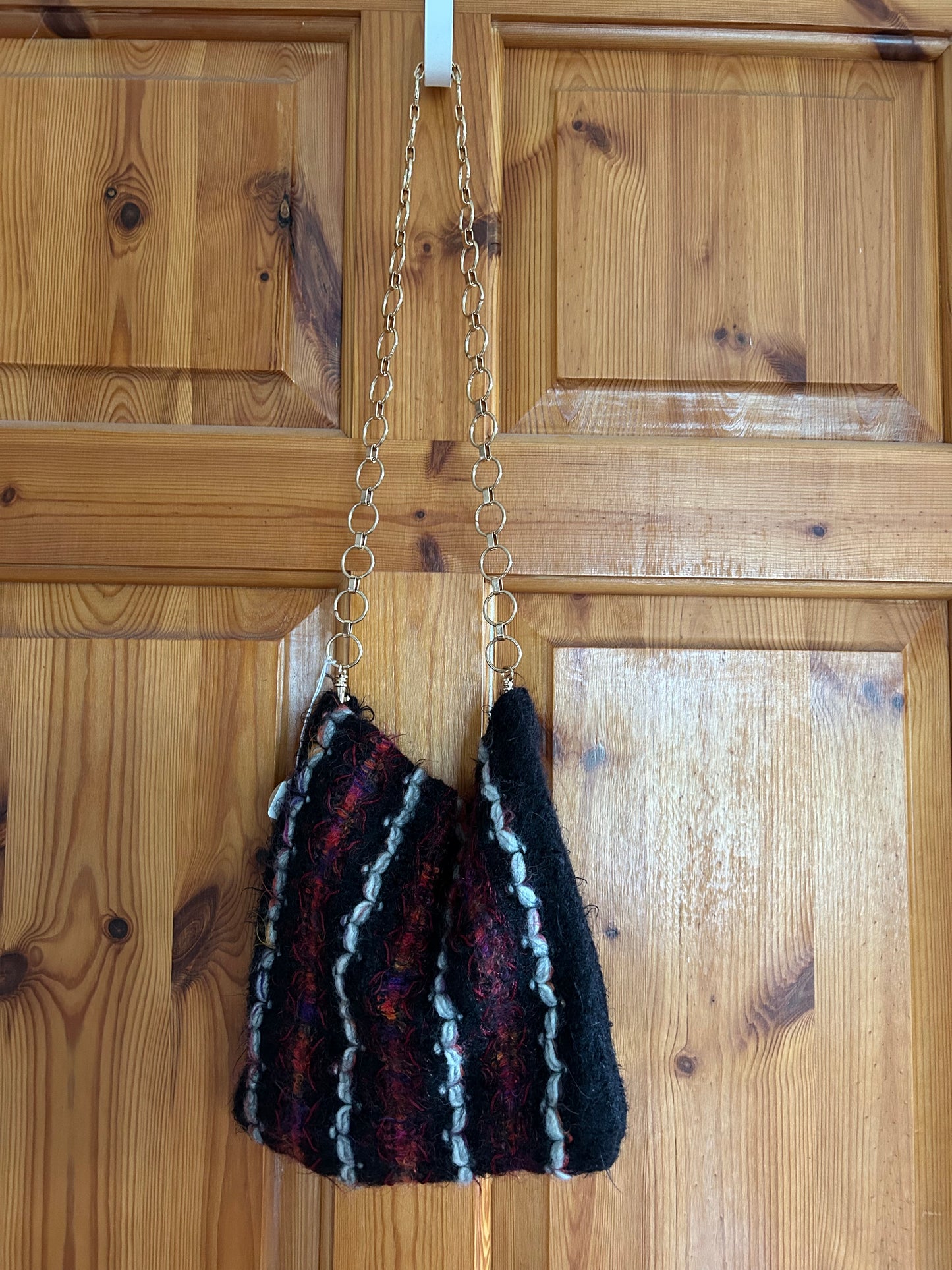 Handmade Black stripy shoulder bag