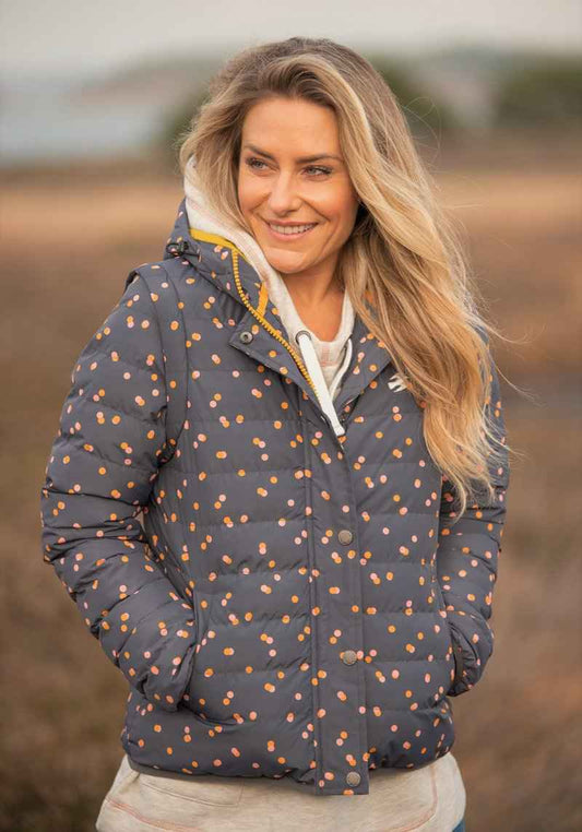 Grey spotty Removable sleeve puffa jacket uk 10-12