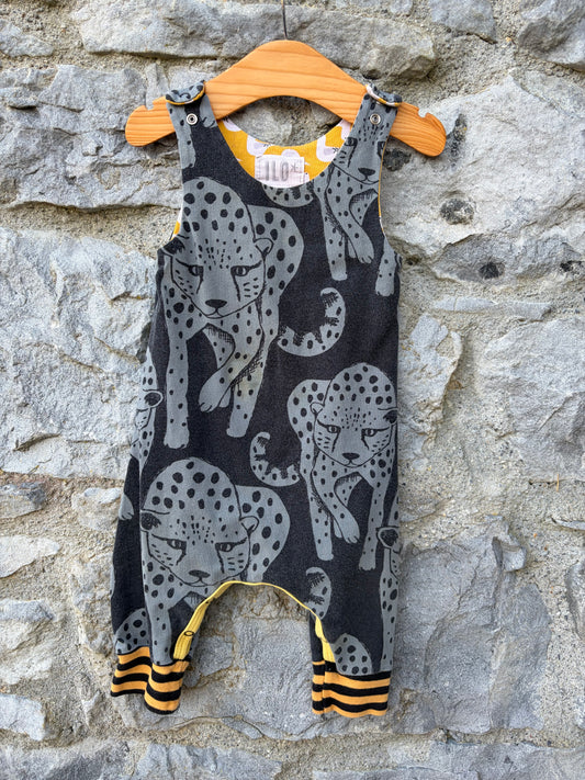 Panthers black dungarees  6-9m (68-74cm)