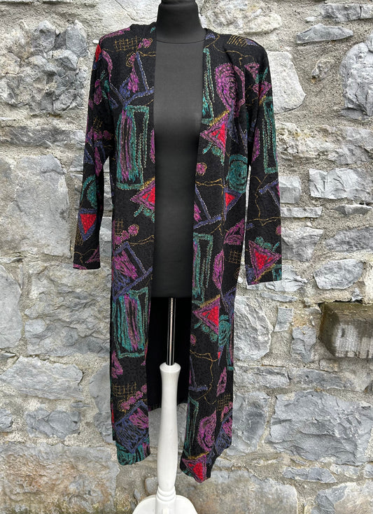 80s abstract black open coat uk 12-14