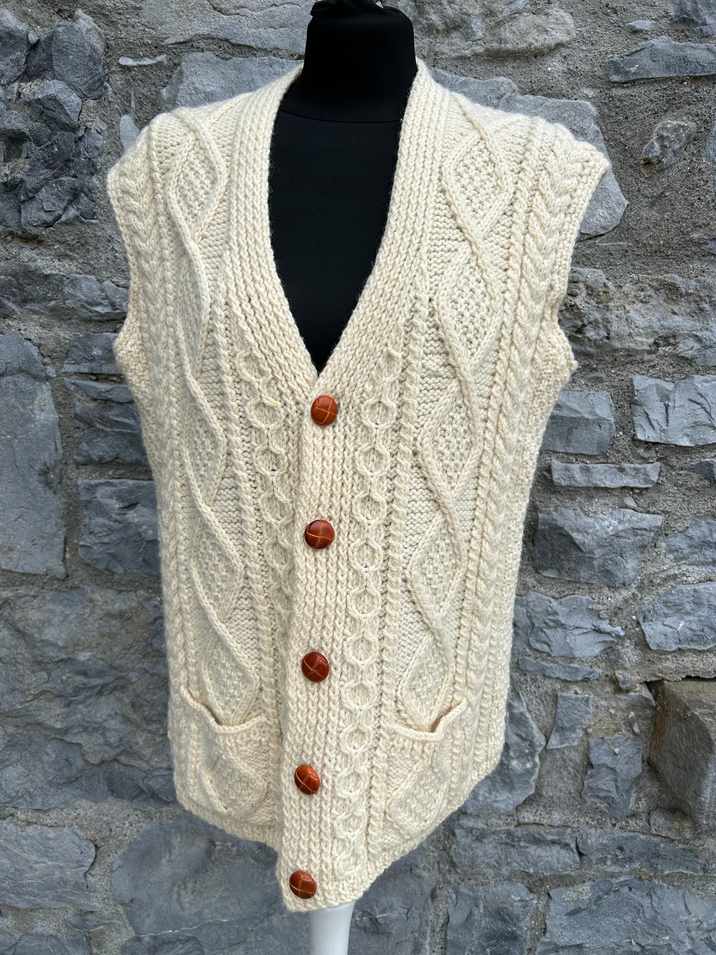 Cream Aran Style gilet uk 14