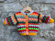 Load image into Gallery viewer, Colourful bubble knit cardigan   0-6m (56-68cm)
