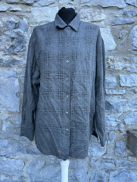 Y2K grey pointelle woolly shirt uk 18