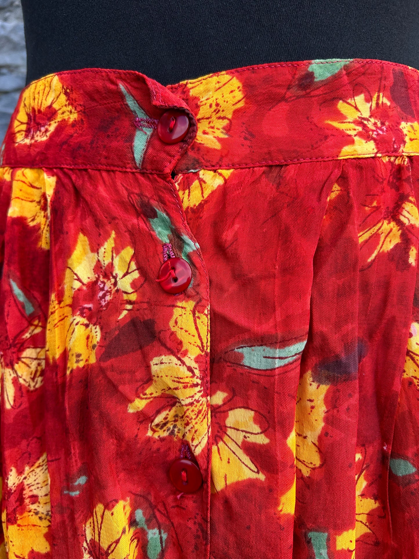 90s flowers red skirt uk 10