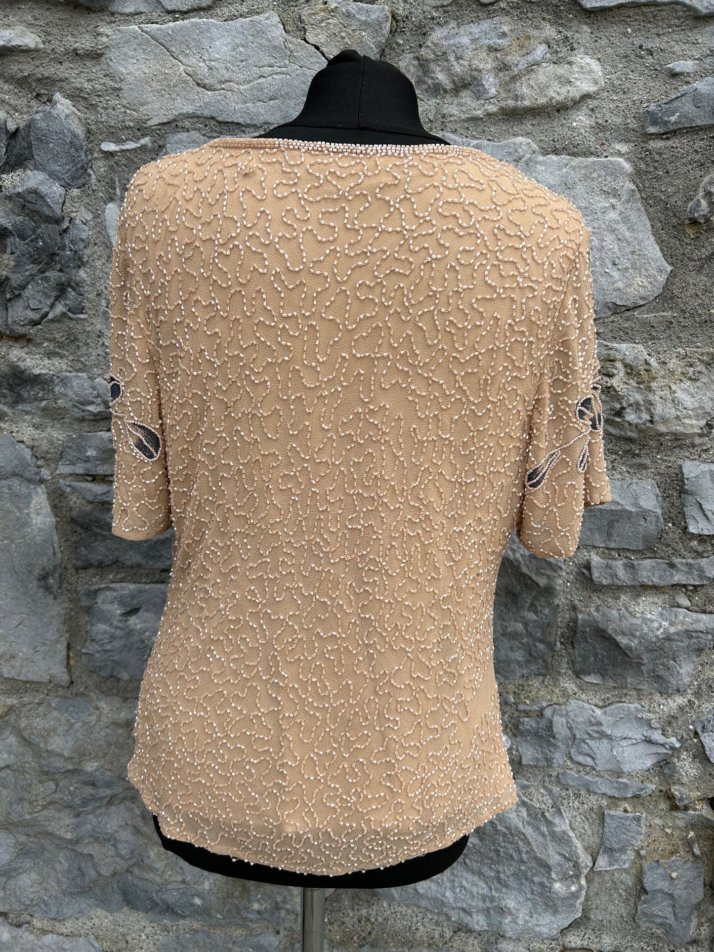 90s beige sequin top uk 14