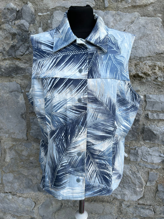 90s blue palm leaves gilet uk 12-14