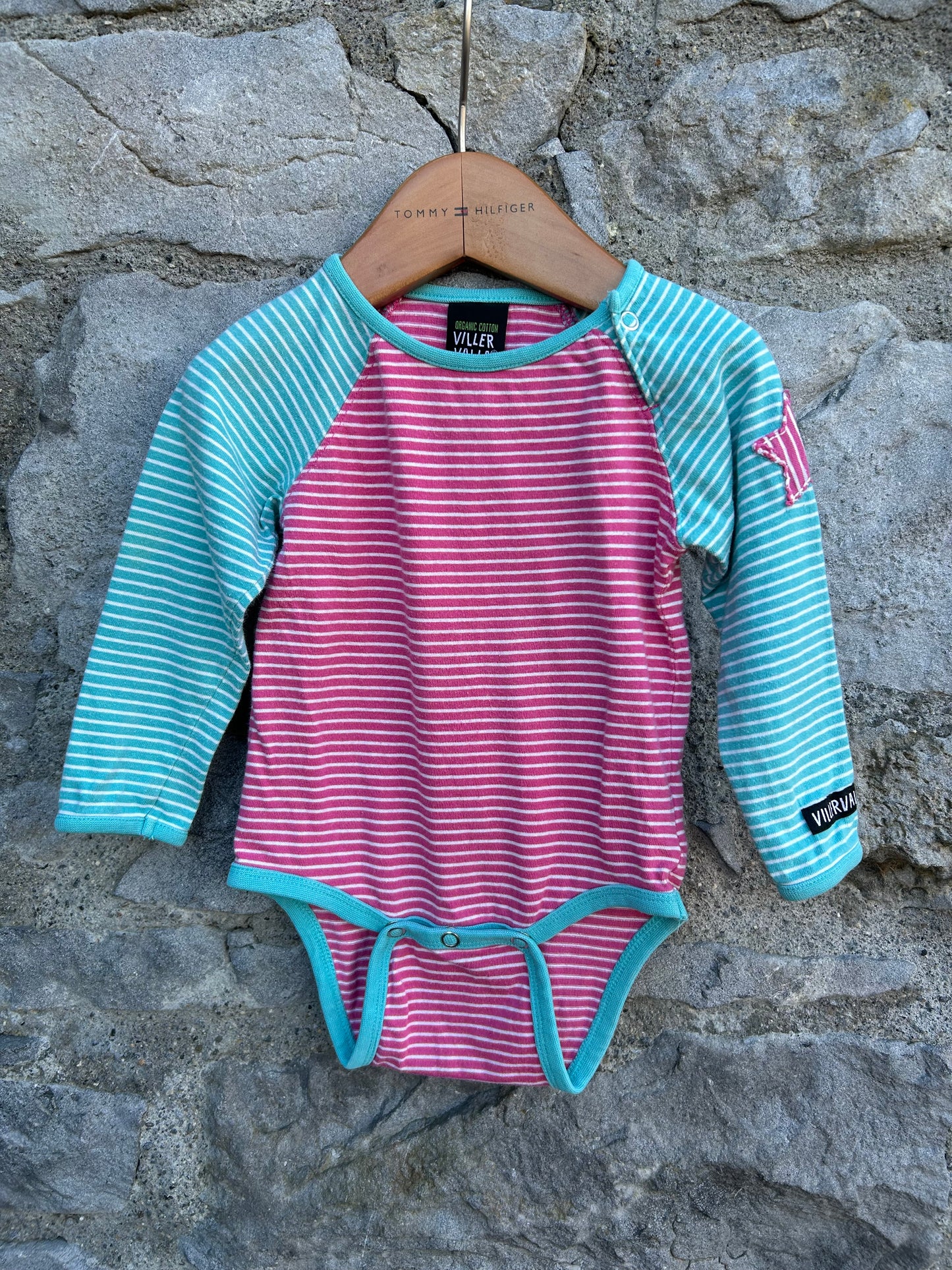 Blue&pink stripy vest 6m (68cm)