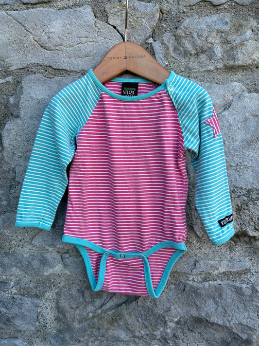 Blue&pink stripy vest 6m (68cm)