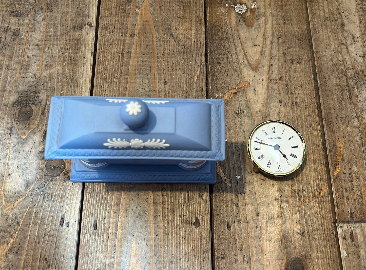 Handcrafted Pale Blue Mantle Desk Clock