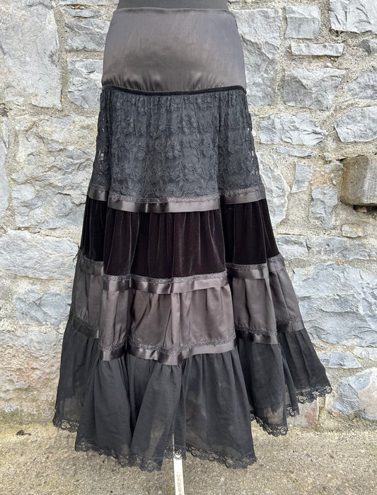 Black tiered maxi skirt uk 8-10