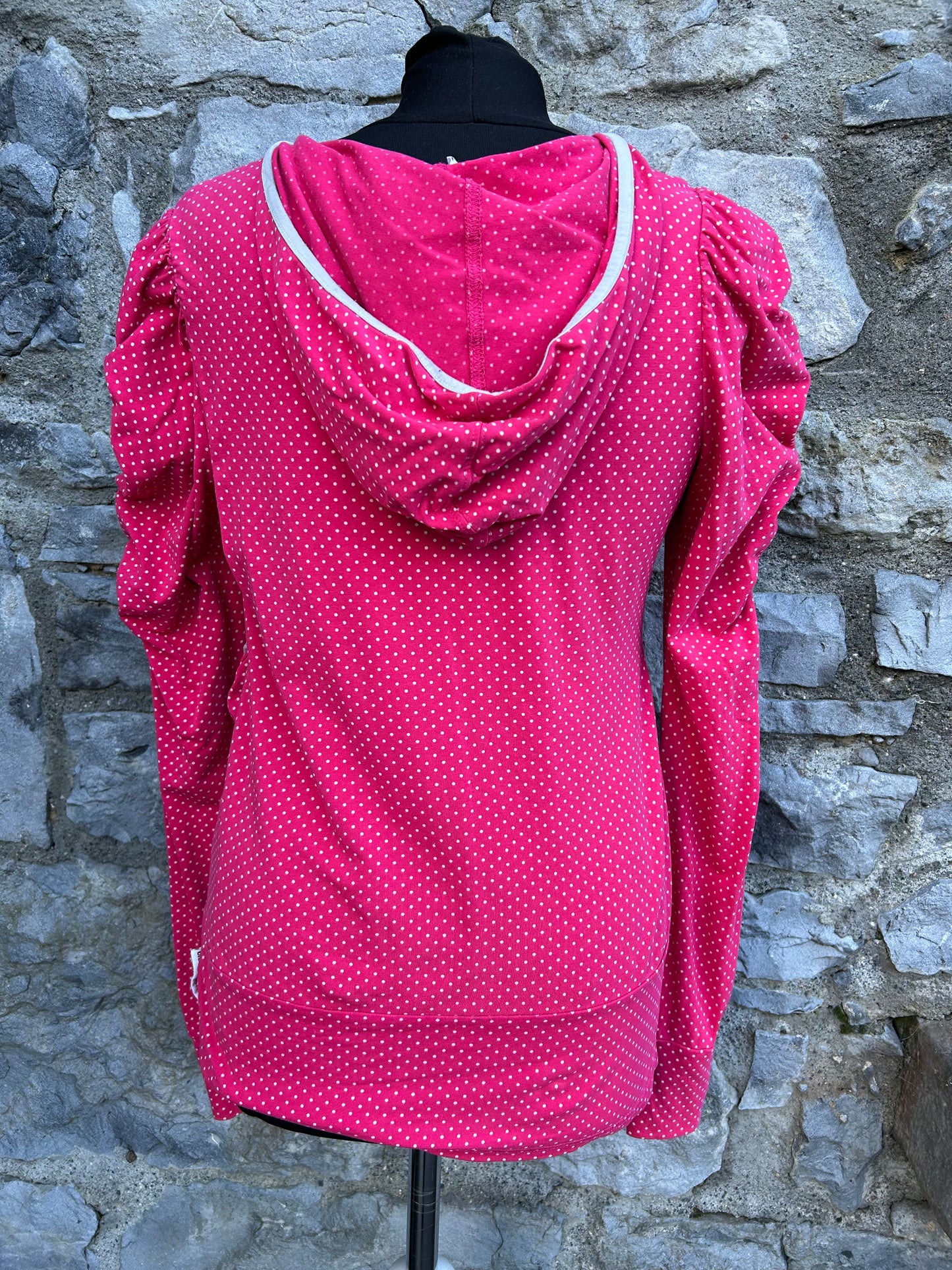 Dotty red hooded top uk 10-12