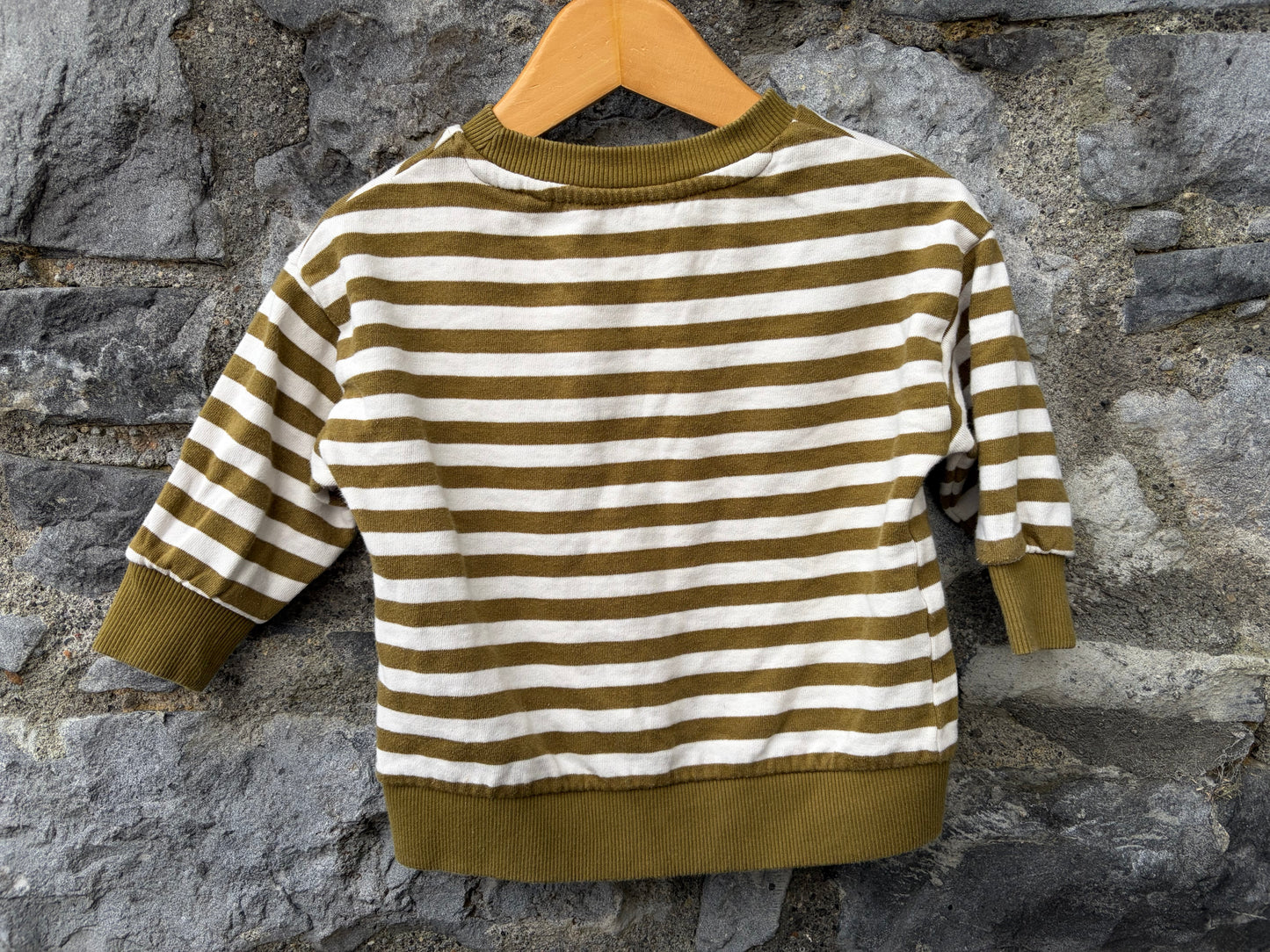 Animals Khaki stripy sweatshirt  9-12m (74-80cm)