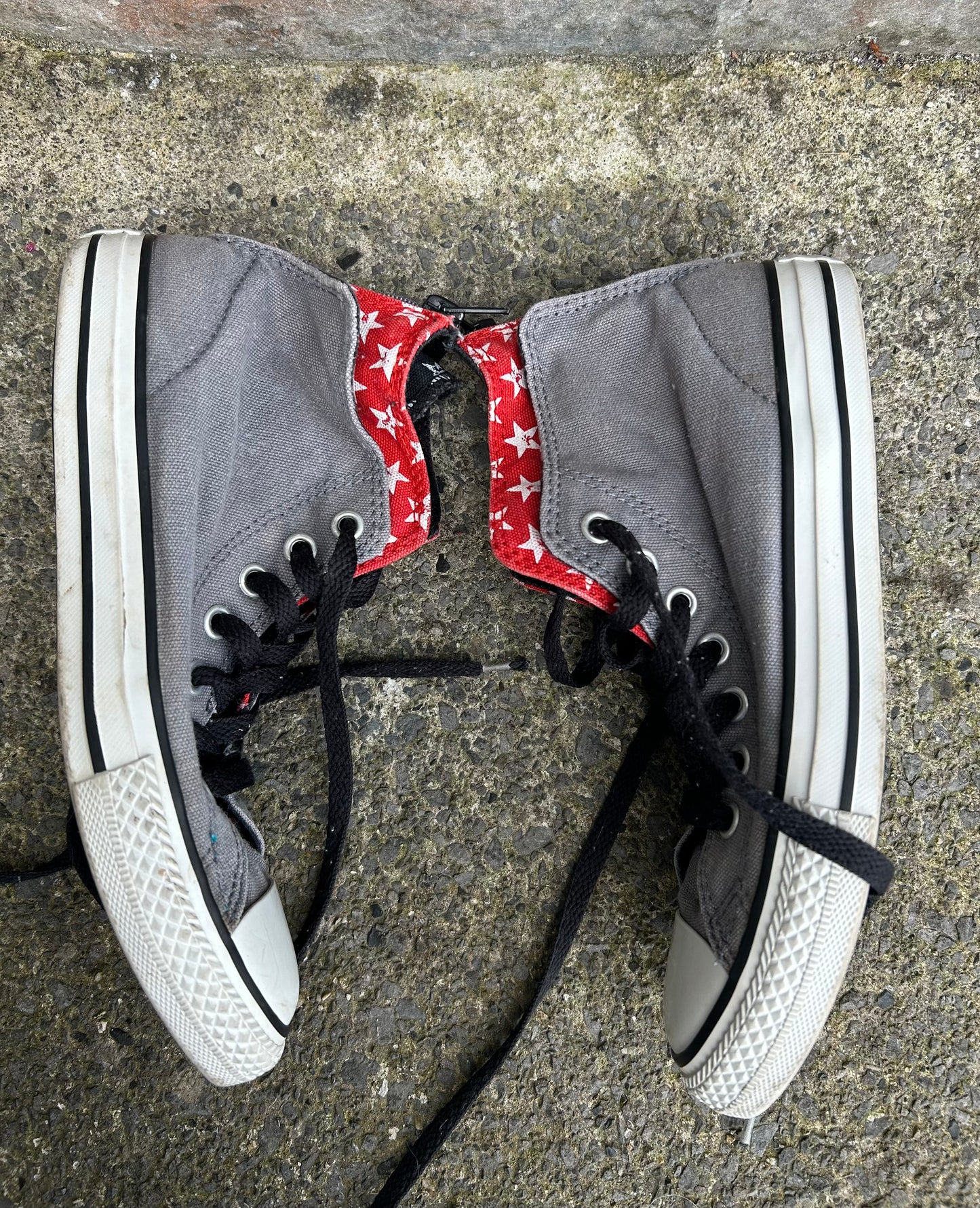 Double tongue grey hi tops trainers  uk 2.5 (eu 35.5)
