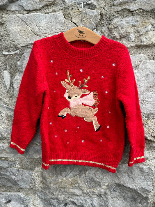 Reindeer red jumper 2-3y (92-98cm)