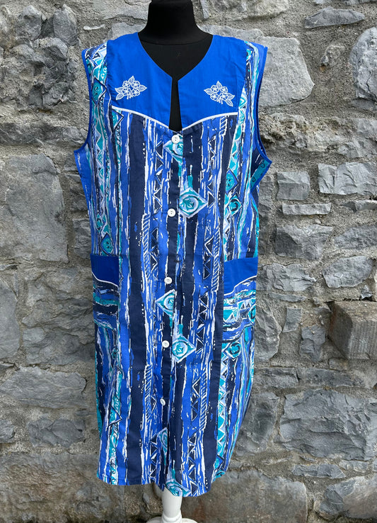 80s geometric blue dress uk 14