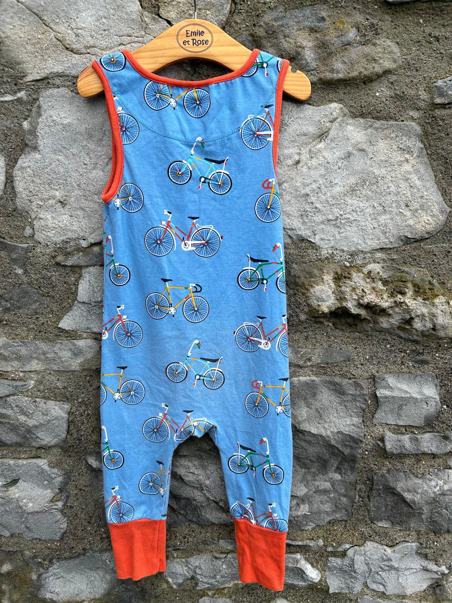 Blue bicycle dungarees 12-18m (80-86cm)