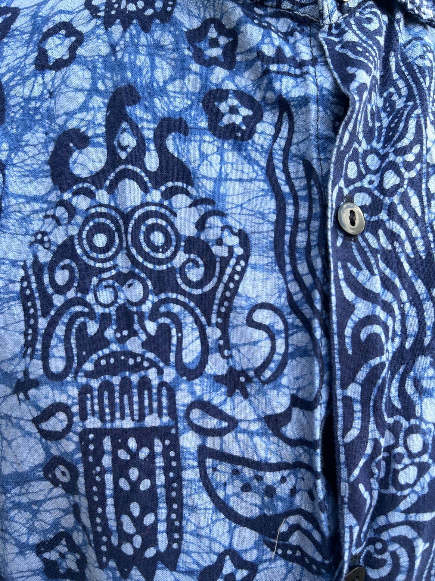 Blue Indonesian print shirt Medium