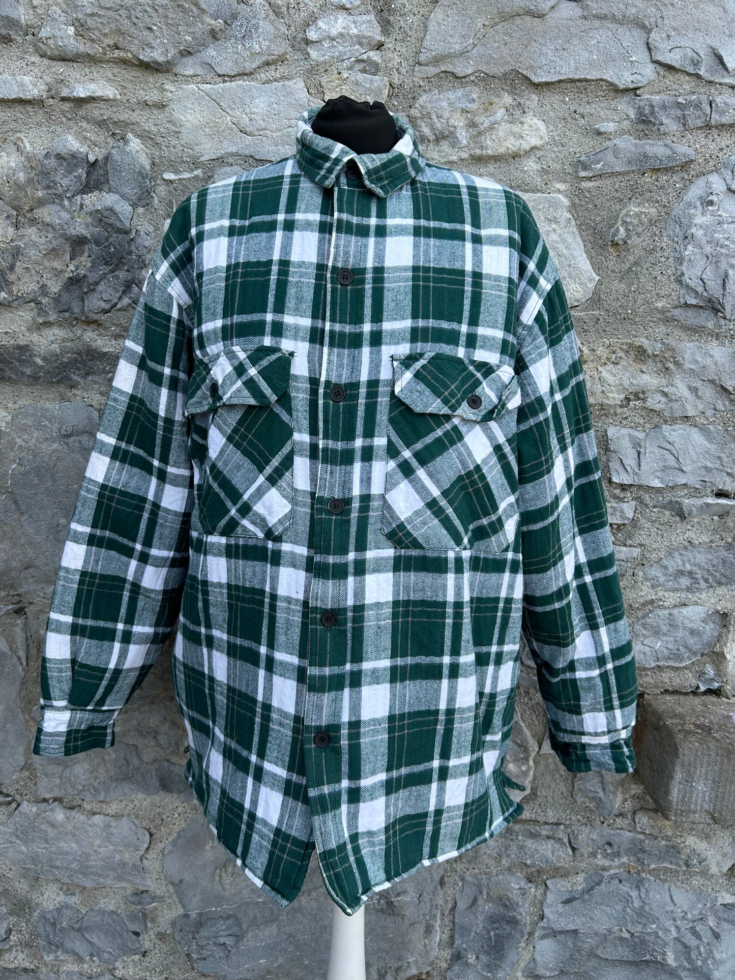 Green check lined overshirt Medium