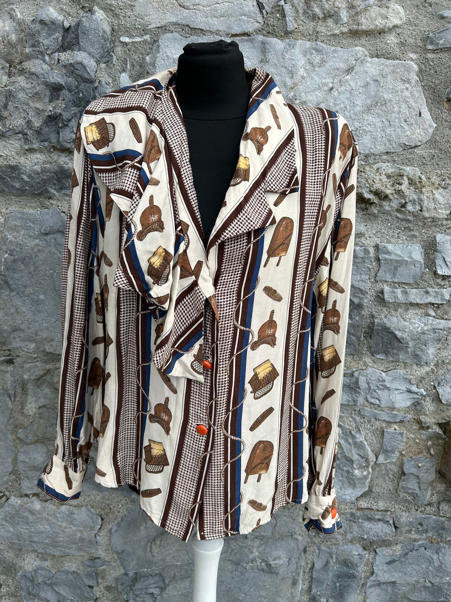80s brown panel shirt uk 12