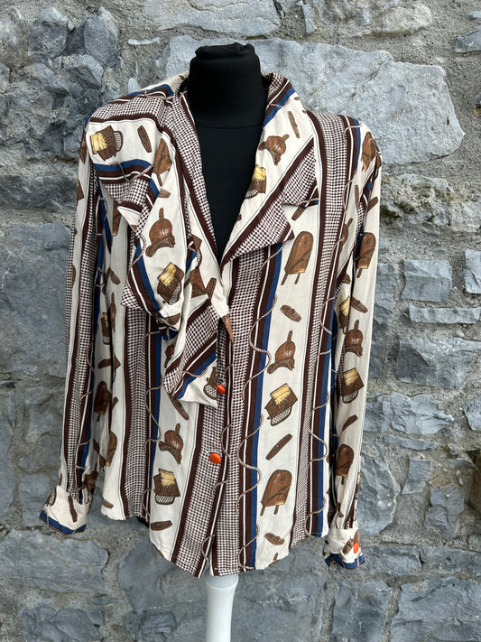 80s brown panel shirt uk 12