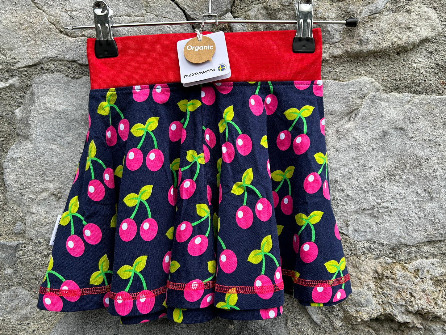 Cherries navy spin skirt  12m (80cm)