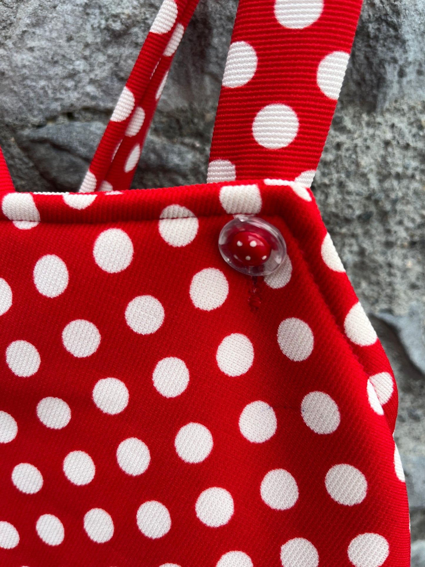 90s red polka dots pinafore with shorts 6y (116cm)