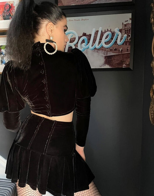 Labelrail x Sophia Hadjipanteli black velvet corset top uk 10-12