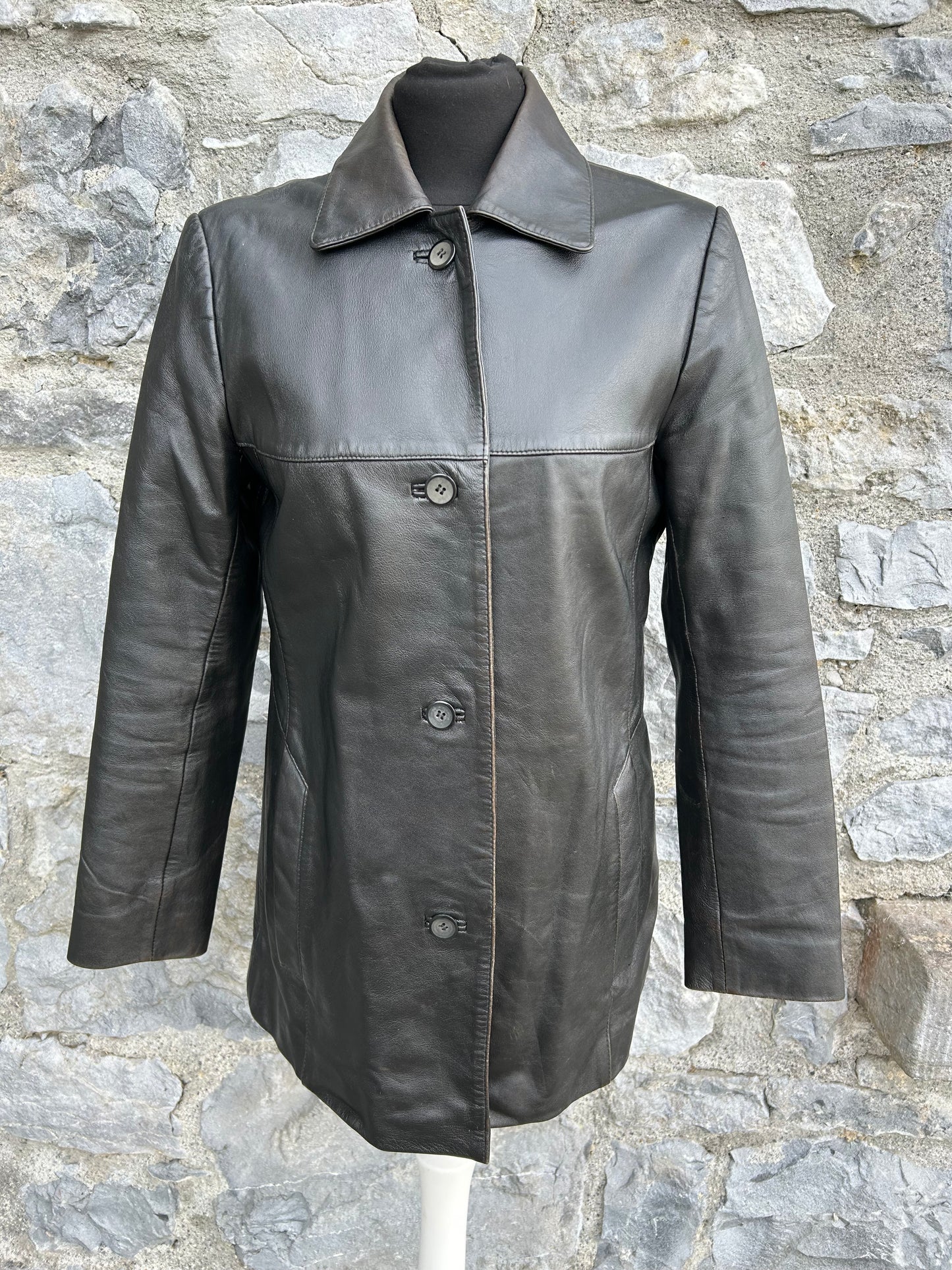 90s Black leather jacket uk 6-8