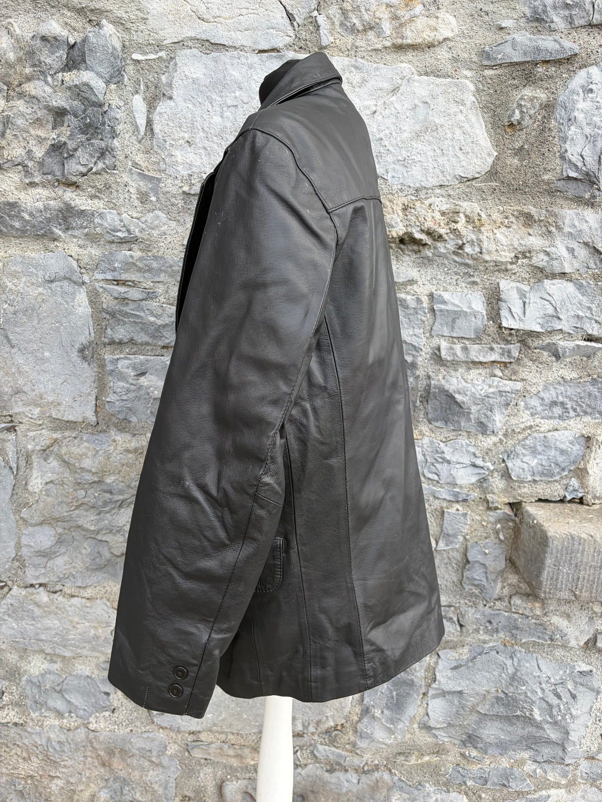 90s black leather jacket Small
