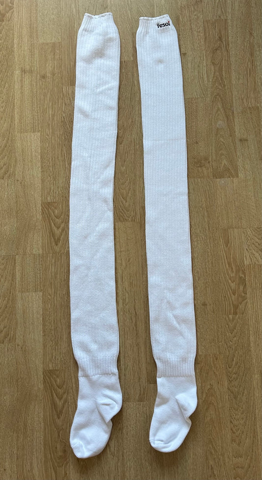 White slouch high socks