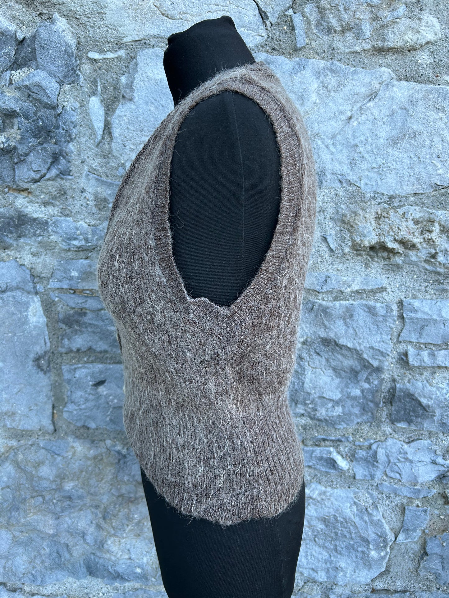 80s brown furry waistcoat uk 10