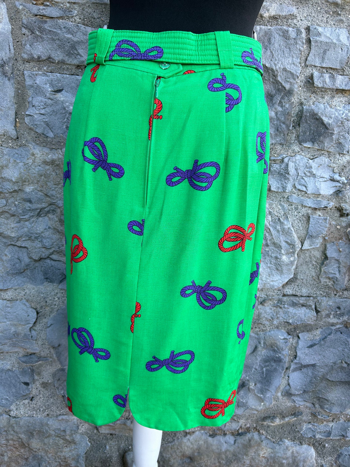 80s green knots skirt uk 10