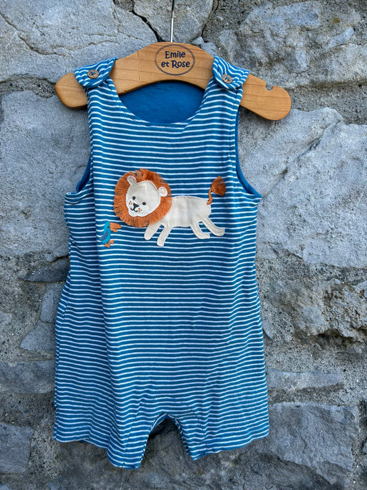 Lion blue stripy short dungarees  9-12m (74-80cm)