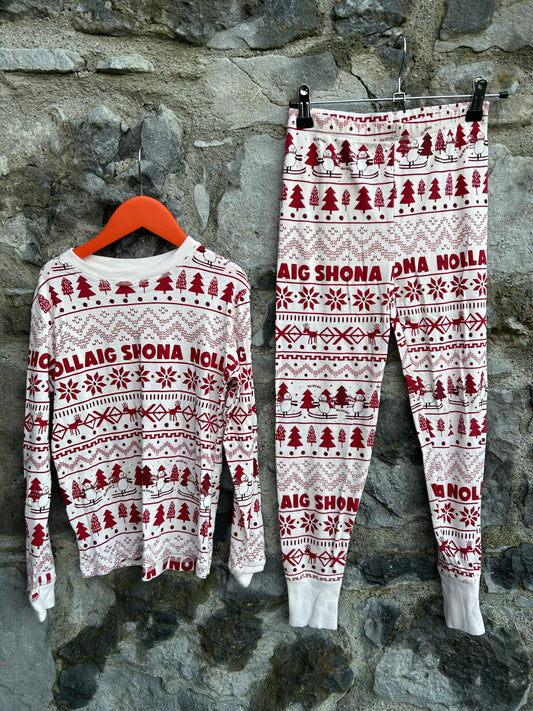 Nollaig Red&white festive panels pj  9-10y (134-140cm)
