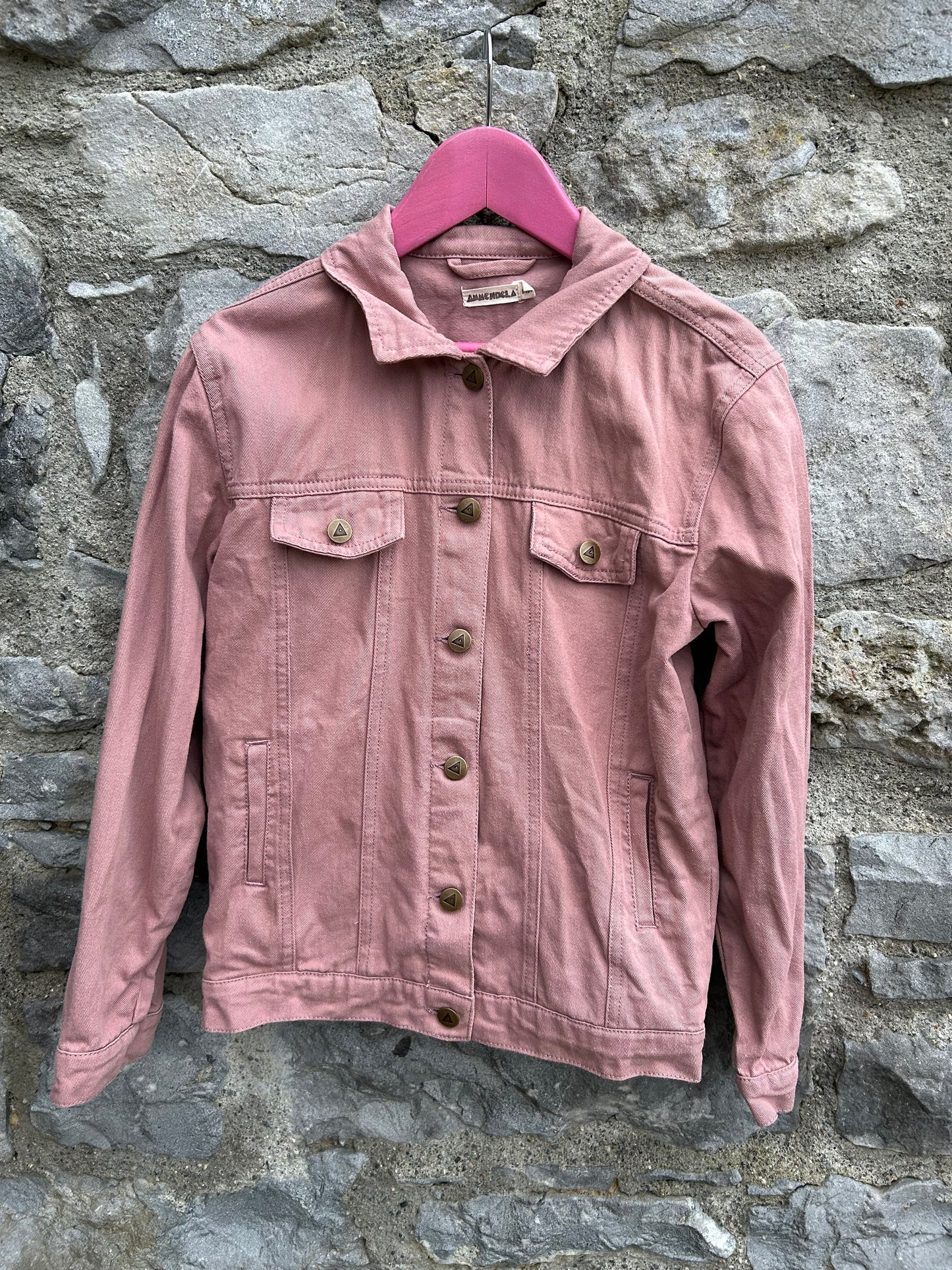 Beige rose floral denim jacket 8-9y (128-134cm)