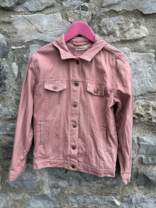 Beige rose floral denim jacket 8-9y (128-134cm)