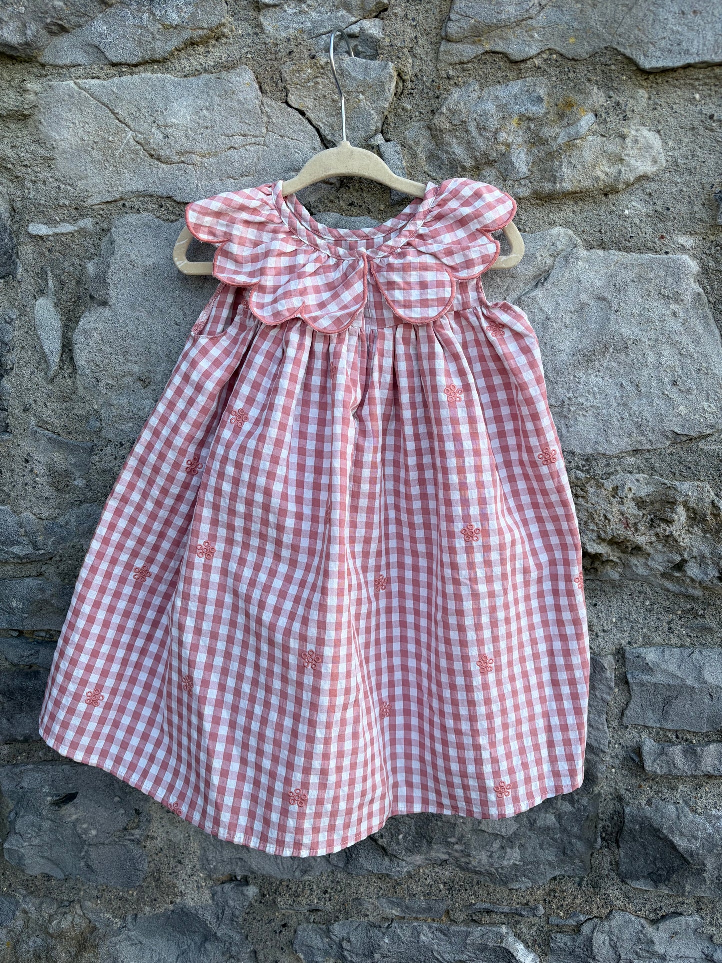 Dusty pink gingham dress  12-18m (80-86cm)