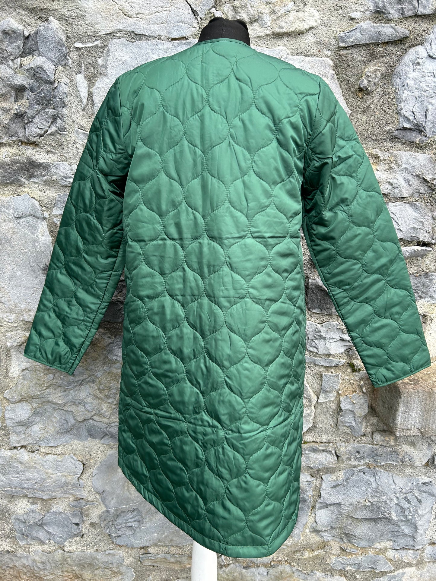 Green quilted long thermal jacket uk 8