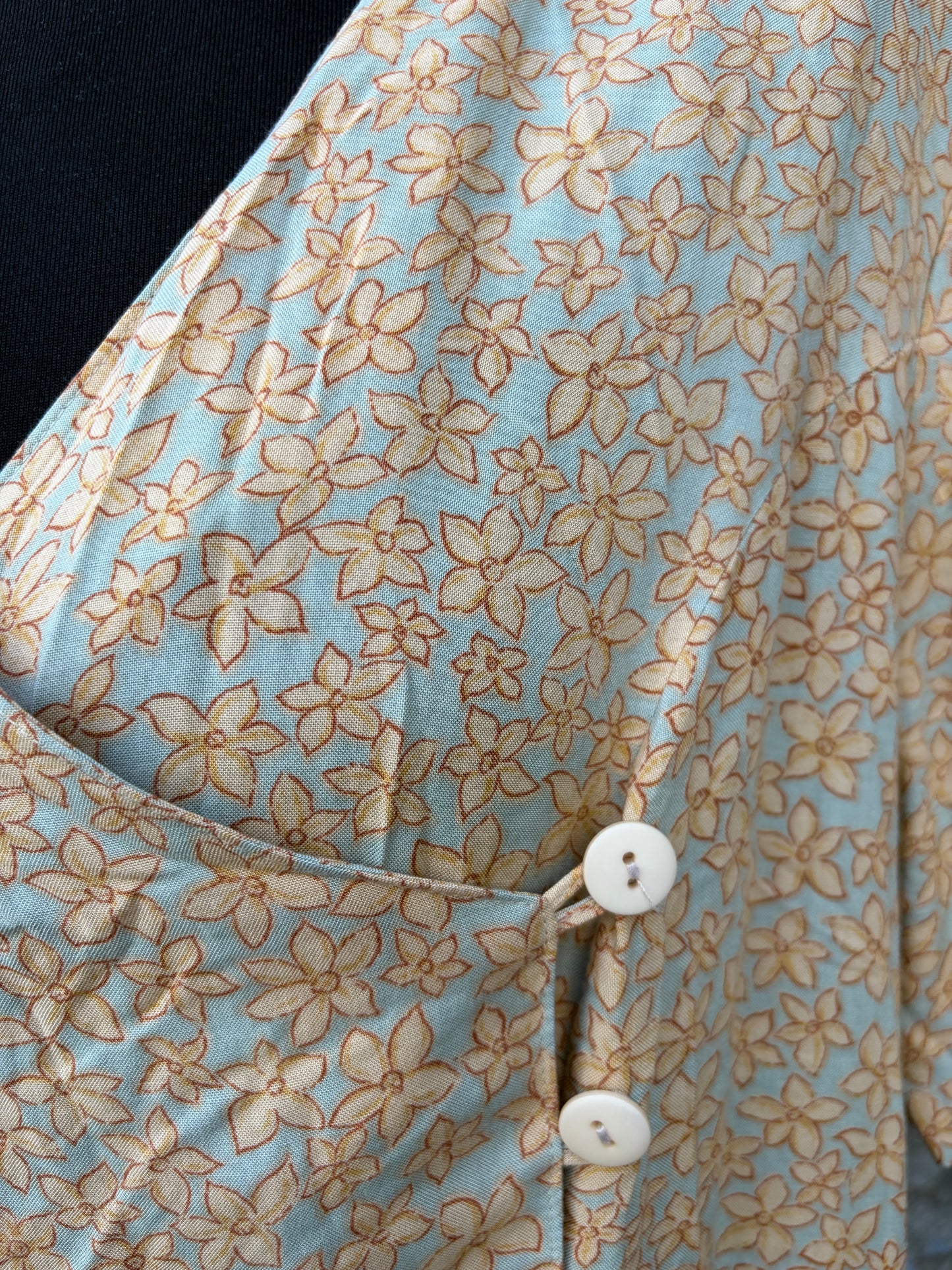 90s beige flowers wrap dress uk 14